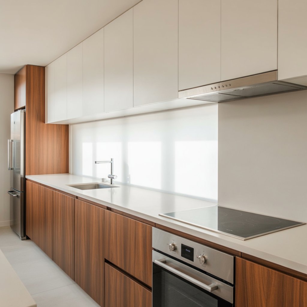 High-End Straight Kitchen Interiors with Modern Finishes by Levy Interior