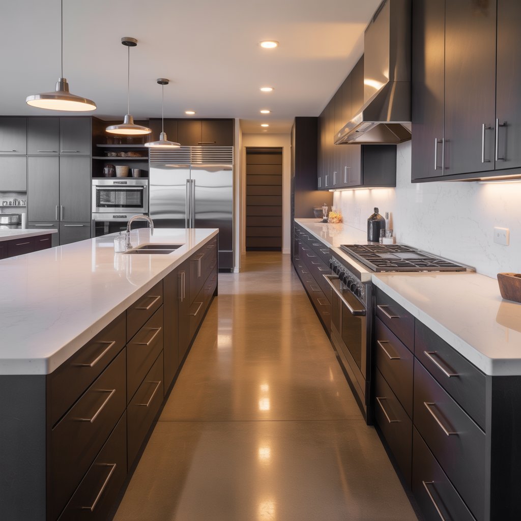 Perfect Straight Kitchen Designs for Urban Homes by Levy Interior